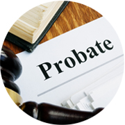 A gavel with the word probate on it.