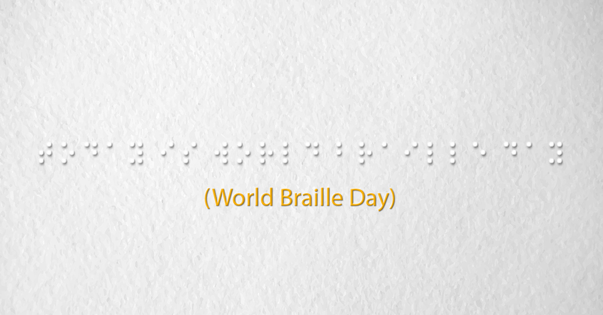 A white piece of paper with the words world braille day on it.