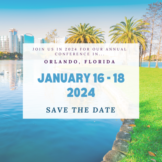 A flyer with the words save the date for the orlando conference.